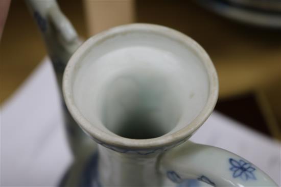 A 19th century Chinese blue and white ewer and cover height 25cm